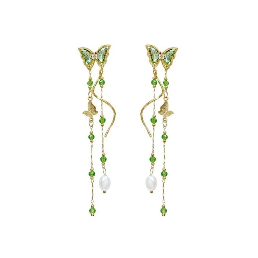 Spring flowers and green butterfly earrings - Picture 6 of 6